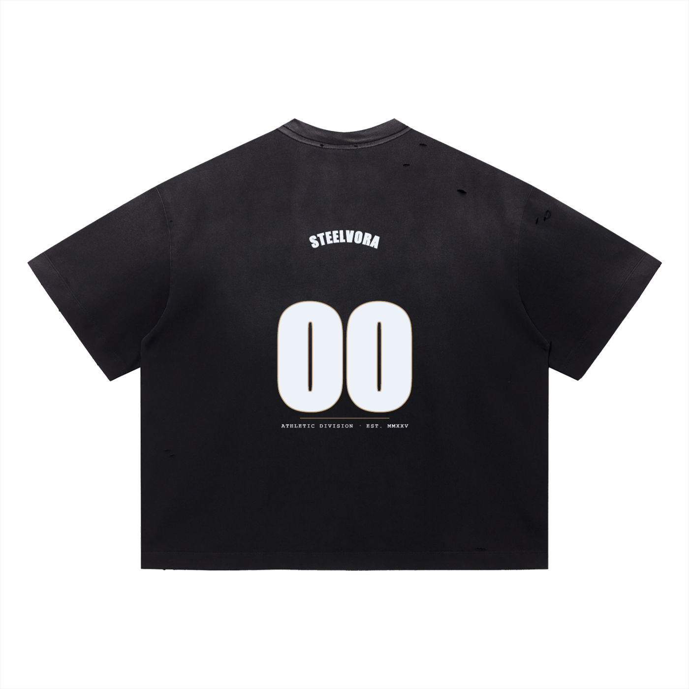 00 — Vintage Washed Distressed Boxy Tee | Varsity Jersey Number Streetwear T-Shirt (305 GMS)