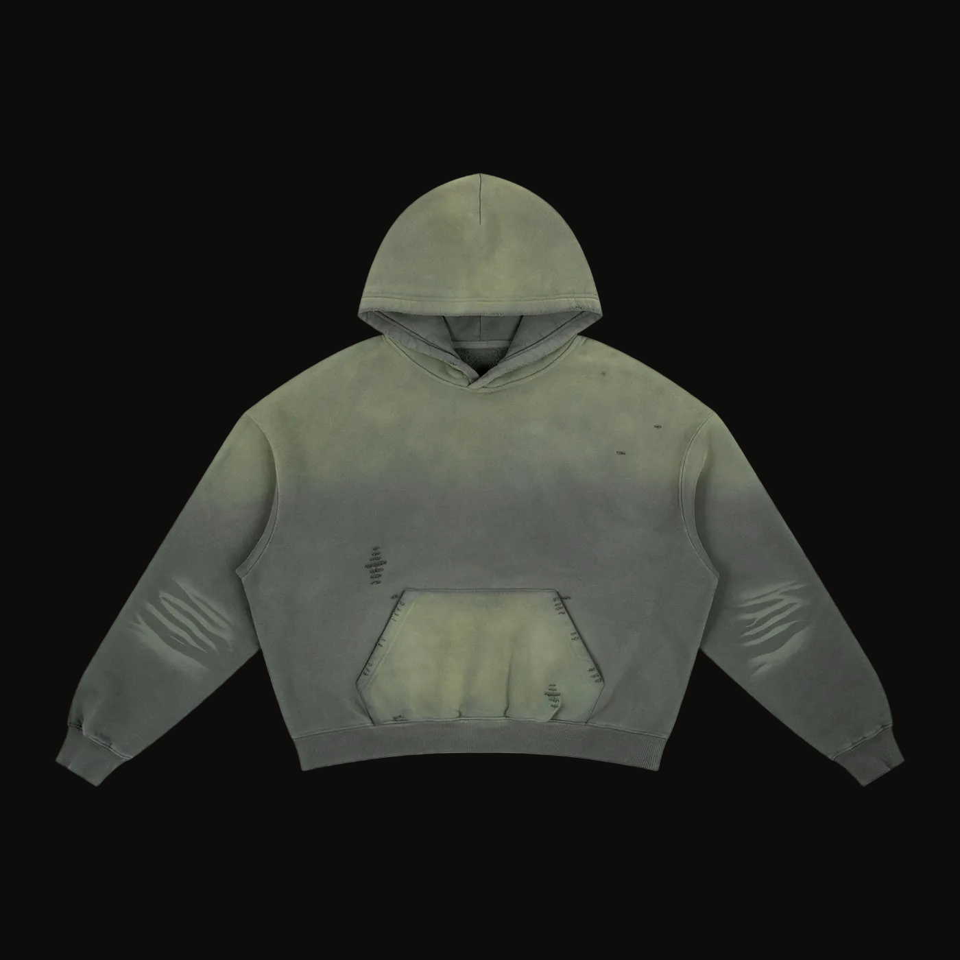 No Signal — Frayed Sunfade Boxy Fleece Hoodie (400 GMS)