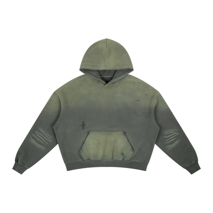 No Signal — Frayed Sunfade Boxy Fleece Hoodie (400 GMS)