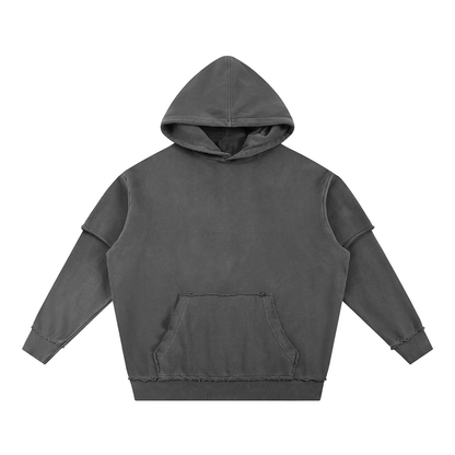 Graveyard Shift —  Snow Washed Raw Edge Double Layered Hoodie