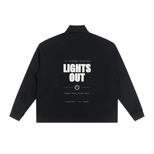 STEELVORA Lights Out — Half-Zip Rolled Edge Fleece Sweatshirt | Minimal Late-Night Streetwear Half-Zip