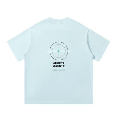 Coordinates — Oversized Cotton Tee | Toronto Locator Crosshair Graphic Streetwear T-Shirt (300 GMS)