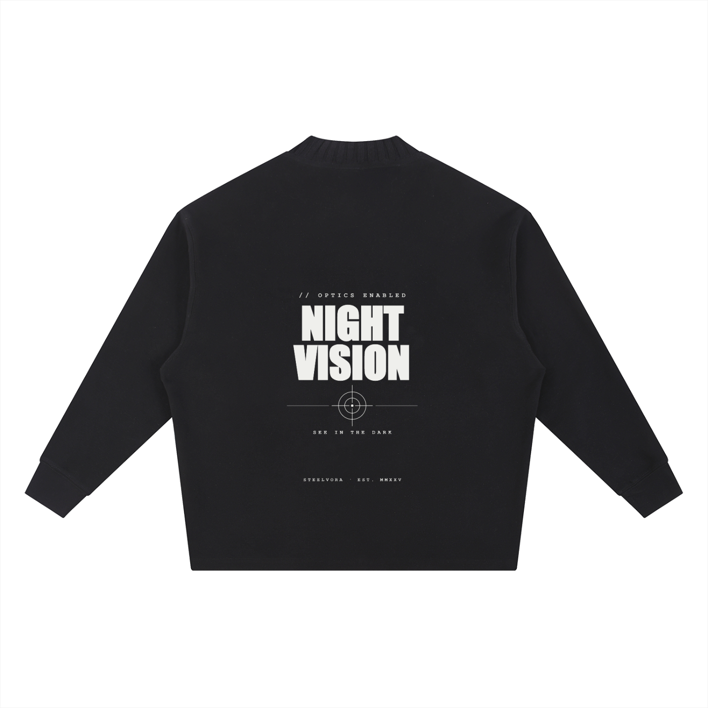 STEELVORA Night Vision — Knitted Round Neck Oversized Sweatshirt | Minimal Techwear Streetwear Crewneck