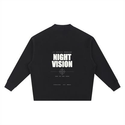 STEELVORA Night Vision — Knitted Round Neck Oversized Sweatshirt | Minimal Techwear Streetwear Crewneck