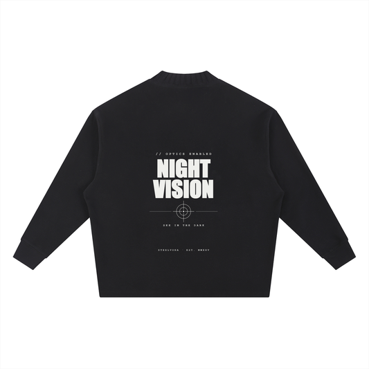 Night Vision — Knitted Round Neck Oversized Sweatshirt | Minimal Techwear Streetwear Crewneck