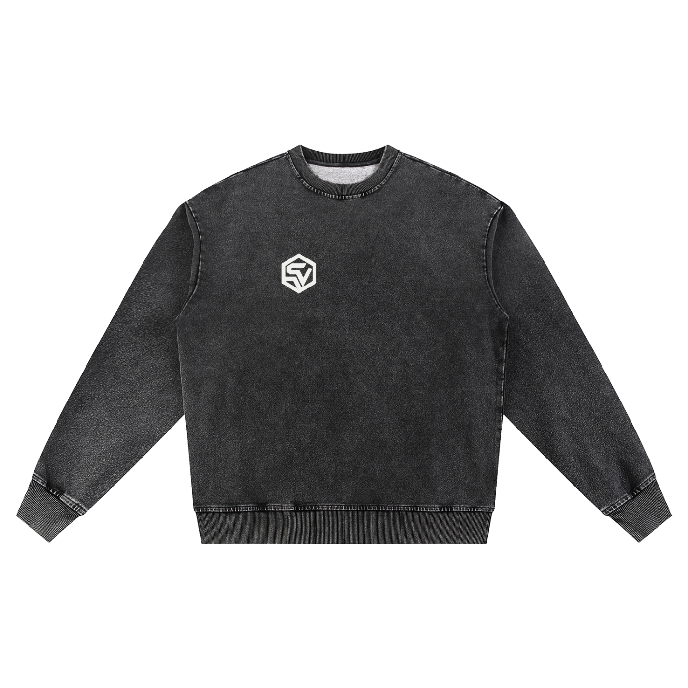 STEELVORA Cold Front — Snow Wash Oversized Crewneck Sweatshirt | Minimal Techwear Streetwear Crewneck