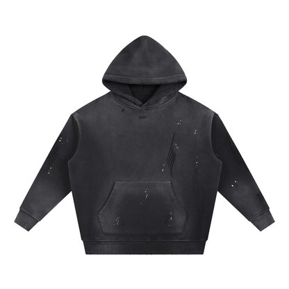 STEELVORA Nocturne — Vintage Washed Frayed Fleece Hoodie | Elegant Moonlit After-Hours Streetwear Hoodie