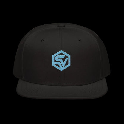 Orbital Snapback — Cyan SV Embroidered Black Cap | Wireframe Techwear Streetwear Hat