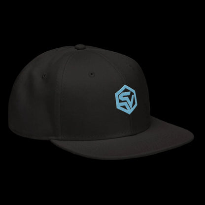 Orbital Snapback — Cyan SV Embroidered Black Cap | Wireframe Techwear Streetwear Hat