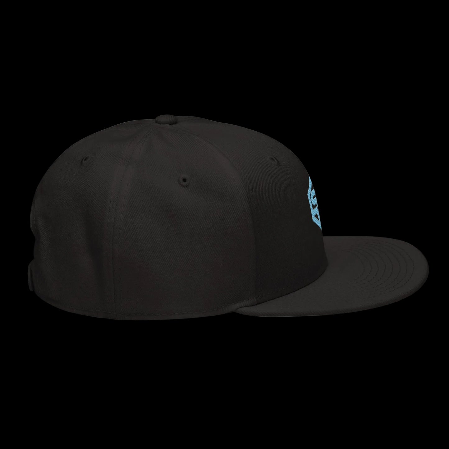 Orbital Snapback — Cyan SV Embroidered Black Cap | Wireframe Techwear Streetwear Hat